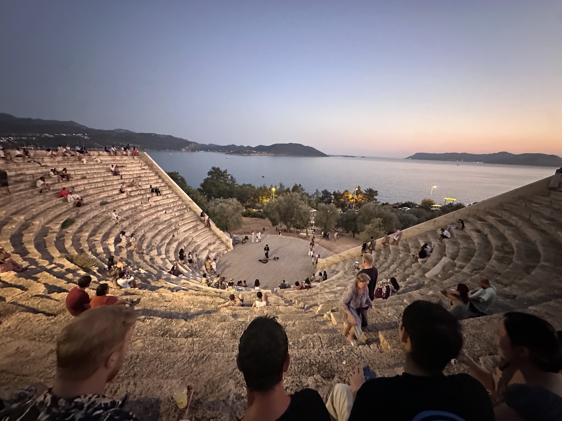 Antiphellos amphitheater at sunset during ZuKaş 2025, Kaş